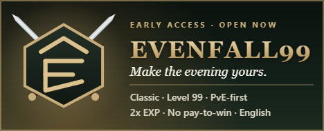 Evenfall99 - Oldschool 1-99 PvE | No P2W - Metin2 PvP Server Banner | Oldschool | Max Lv 99