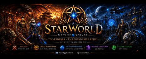 StarWorldMT2 - Metin2 PvP Server Banner | Oldschool | Max Lv 2000